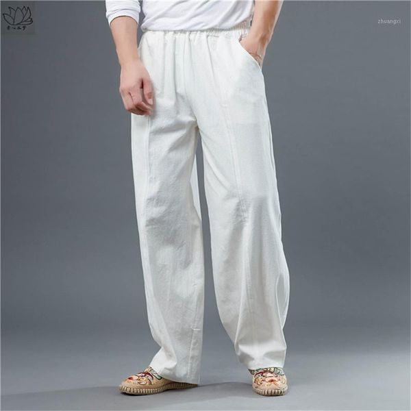 

2020 spring summer casual pants plus size men elastic waistharem pants sweatpants streetwear cotton linen trousers joggers m-8xl1, Black