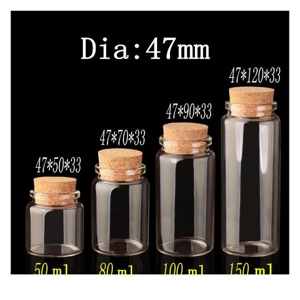 

47x90x3m 100ml glass jars with cork clear transparent empty wishing bottles wood ser 6pcs/lot jlluko