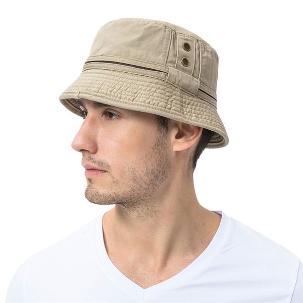 

voboom summer sun bucket hat cotton men women breathable panama fishing cap 102 y200714, Blue;gray