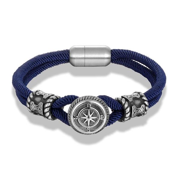 

mkendn new fashion men color mixing knot leather stainless steel magnet buckle outdoor compass jewelry pulseras wmtuog xhlove