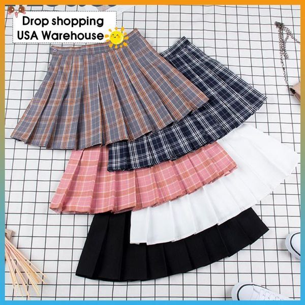 

skirts pleated mini skirt pink satin women's fashion slim waist casual tennis school vacation female summer 1, Black