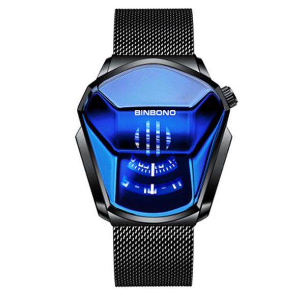 

student binbond locomotive new black technology trend men's casual waterproof quartz watch relogio masculino, Slivery;brown