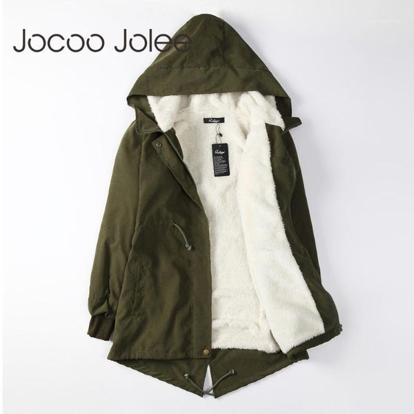 

jocoo jolee women parkas winter coats hooded thick cotton warm female jacket fashion mid long wadded coat outwear plus size 5xl1, Tan;black