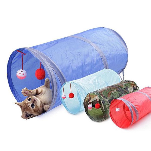 

cat toys tunnel toy pet tunnels and tubes peep hole design collapsible 2 holes with bells play fun 7 color crinkle