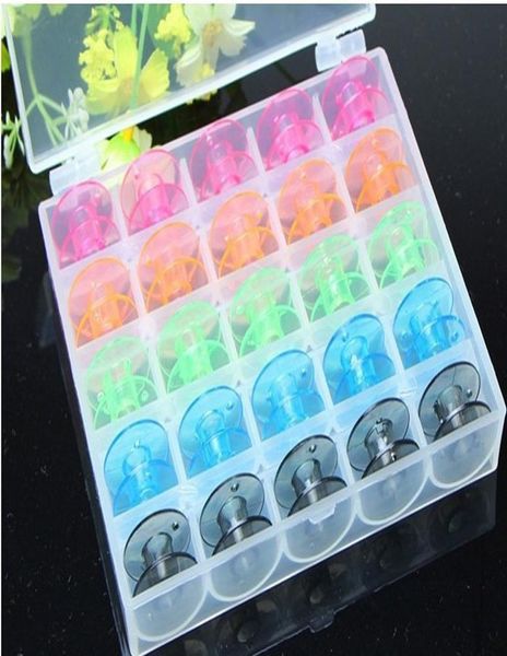 

25pc sewing machine bobbins spools empty bobbins spools sewing machine plastic storage box for home sewing accessories tools csv wmtixc