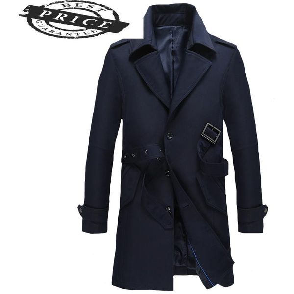 

men's trench coats turn vintage men coat collar streetwear single button slim male chaqueta larga hombre size  -6xl 29872-6, Tan;black