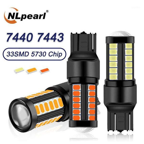 

nlpearl 2x signal lamp 12v-24v 7440 w21w led canbus brake light t20 w21 5w 7443 led 5630 33smd car turn reverse backup light1
