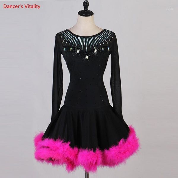 

latin dance competition dress women latin dress feathers dance wear women costumes salsa samba costumes1, Black;red
