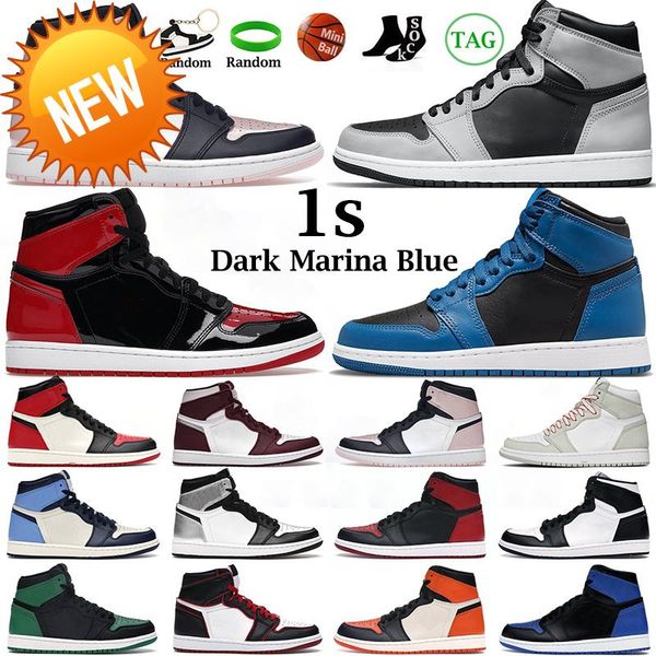 

men women basketball shoes 1s high og jumpman 1 bred patent bordeaux dark mocha seafoam black white cactus jack dark marina blue mens g
