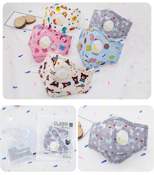 

child kids cartoon boys girls mouth mask anti pollution print bear dinosaur reusable washable breathable face masks