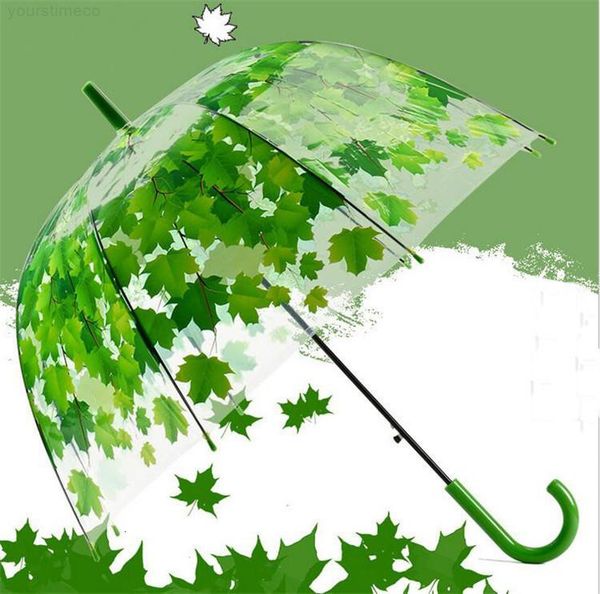 

transparent thicken poe arched mushroom umbrellas creative leaves design bubble umbrella 4 colors ing