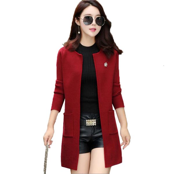 

2021 autumn with pockets ladies'clothing mid-length comfortable cardigan plus size 3xl r31 65lx, White;black