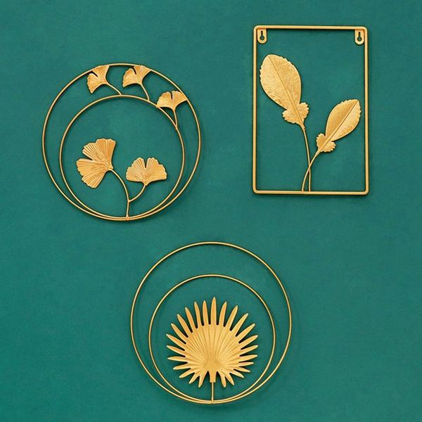 

nordic wrought iron golden leaf ornaments decoration ornaments tv cabinet art window home desk craft decor gift