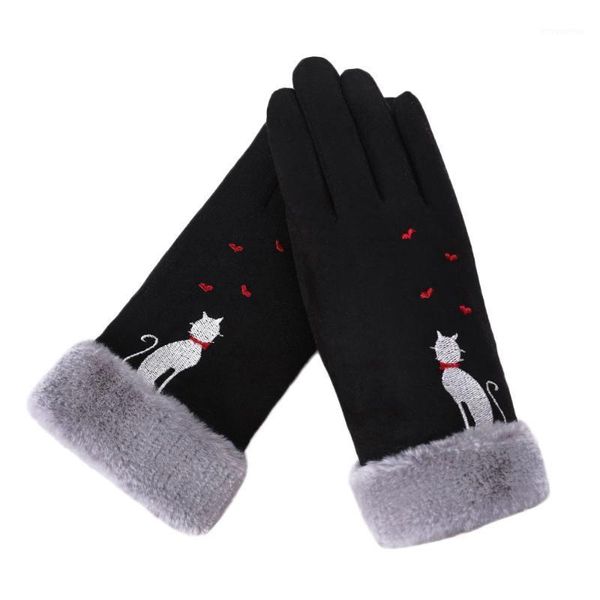

fashion winter women gloves windproof waterproof internal plush warm lady mittens touch screen skin-friendly soft female gloves1, Blue;gray