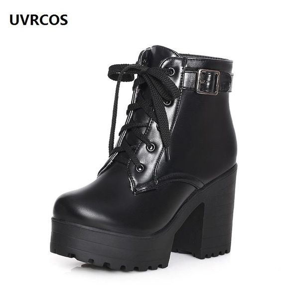 

sponge thick with tie and women's boots, Black