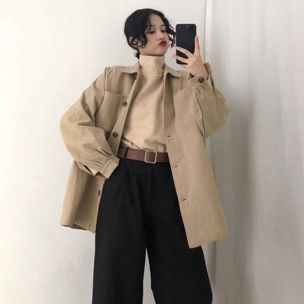 

high street women eartwear beversian стильная куртка плюс размер большой свободные одиночные одиночные грубовые пальто с длинным рукавом жен, Black;brown