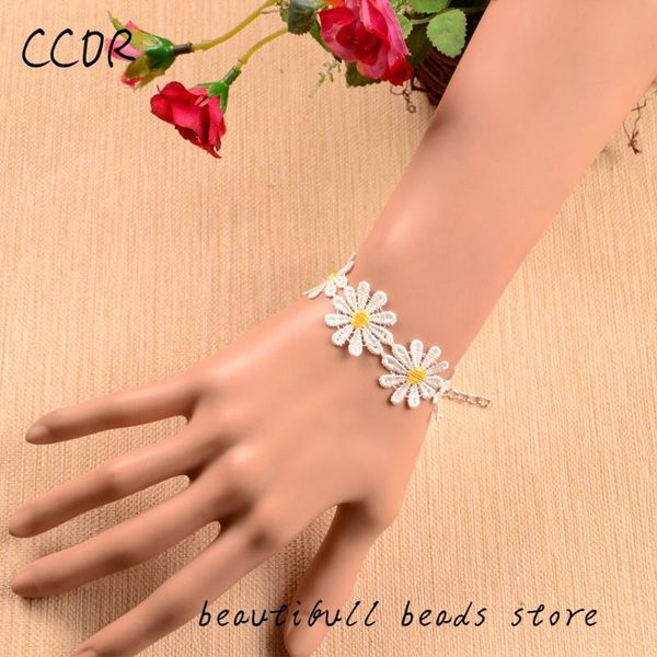 

charm bracelets ccor chrysanthemum white lace for women, 1pcs, lb038, Golden;silver
