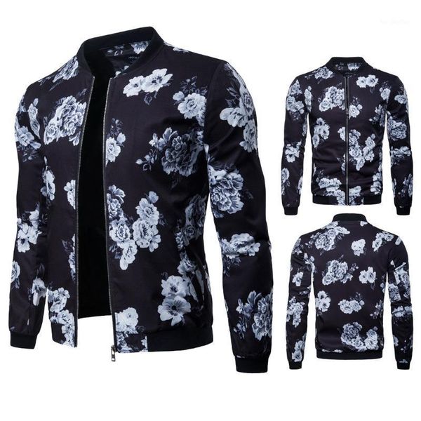 

men's jackets the 2021 men jacket collar coat white flowers printing code1, Black;brown