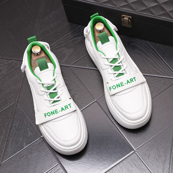 

genuine leather white platform shoes men casual shoes hip hop sneakers flats board dress shoe loafers chaussure homme, Black