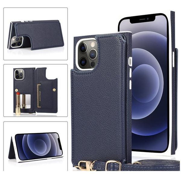 

pu leather square lanyard case for iphone 11 12 pro max xs xr x 7 8 plus se2020 crossbody cover wit jllpnf