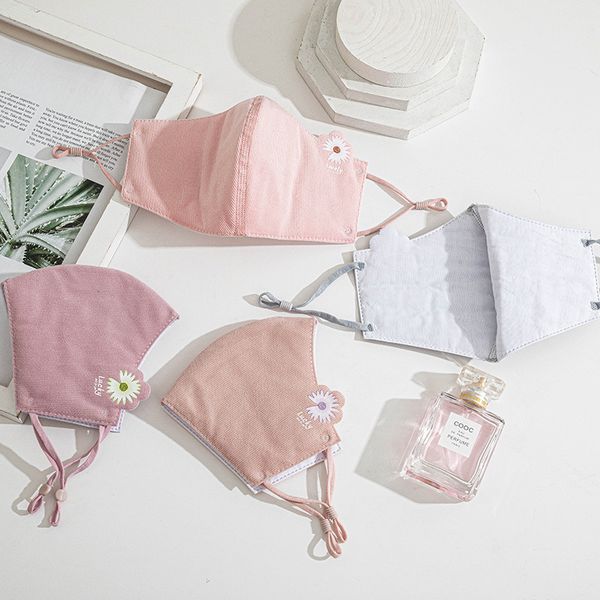 

face masks designer mask cross-border foreign trade 3d small daisy mask dustproof breathable washable mask thick cotton cloth