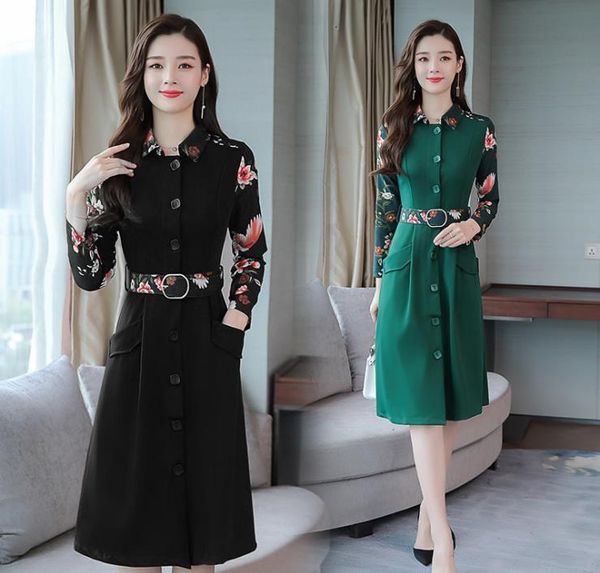 

long sleeves women's dress new fine temperament autumn zr5t, Black;gray