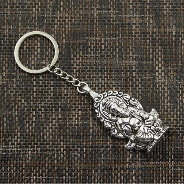 

new keychain fashion sell ganesha buddha 20pcs/lot elephant pendants diy men jewelry car key chain ring holder souve, Slivery;golden