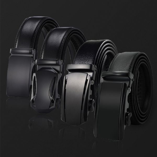 

new decorative alloy automatic buckle male genuine leather men's simple belt fashion designer business, Black;brown