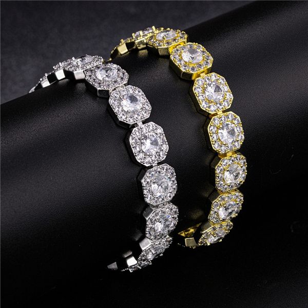

11mm 7" 8" 9" mens women hip hop bracelet iced out bling cz bracelet link chains fashion rapper bracelets male jewelry gift, Black