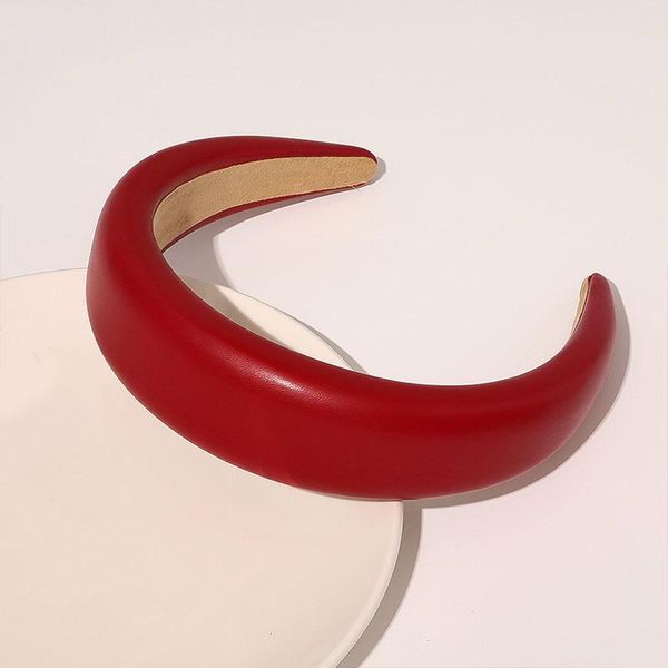

4cm width pu leather women headband simple solid color sponge padded hair hoop plastic thick head hoop non-slip hair accessories q sqcypb
