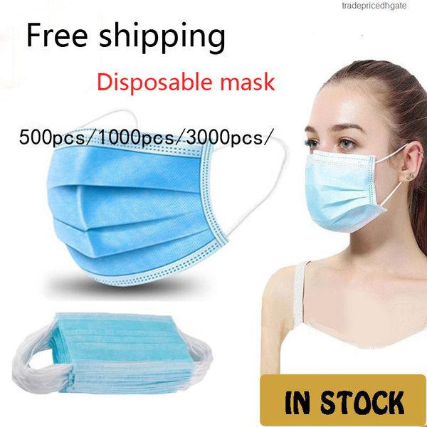 

non-woven in stock 3 ply face wholesale mascherine disposable dust mask soft breathable ear-loop fast