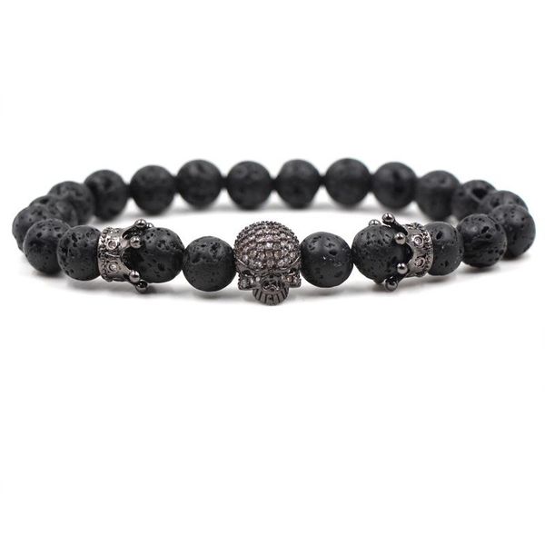 

2020 selling style bracelet skull micro inset zircon glitter jewelry women men black lava fashion beads bracelet gifts sqcpcb hat7890, Bronze;silver