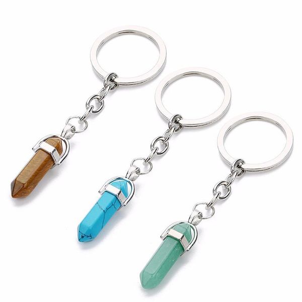 

new nature stone women/men's fashion key chains purple green opal blue red silver color key rings alloy charms gifts w jllxti