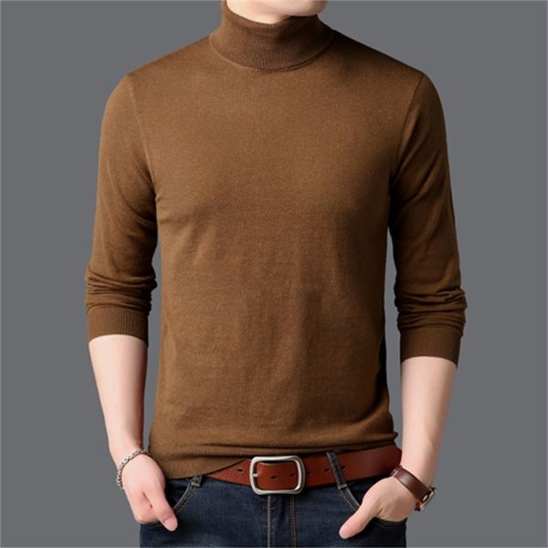 

2021 new men's turtleneck thin man's pullovers tightly-colored turtelneck sweater male clothes vxtr, White;black