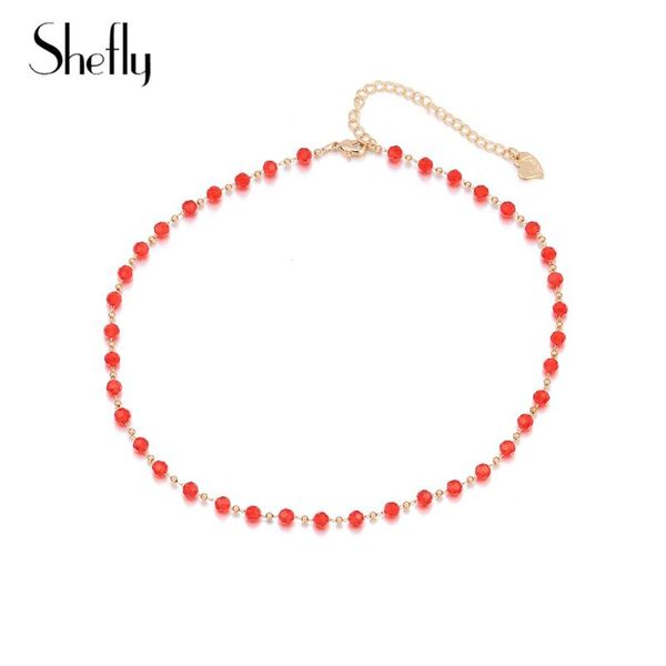 

simple design classic beads necklace red korean style ajustable choker necklace jewelry for women gifts pendants collares, Silver