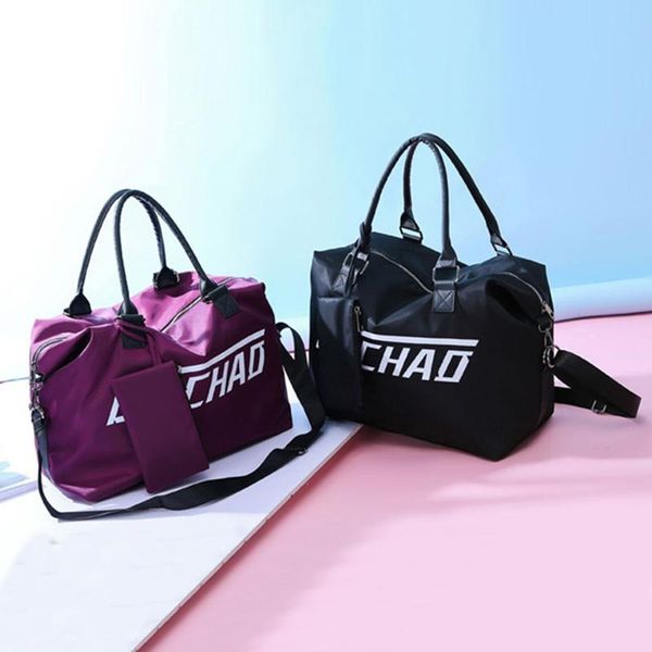 

fashion letter travel shoulder bag large capacity water repellent canvas gym bag practica weekend sport portable handbag xa530f