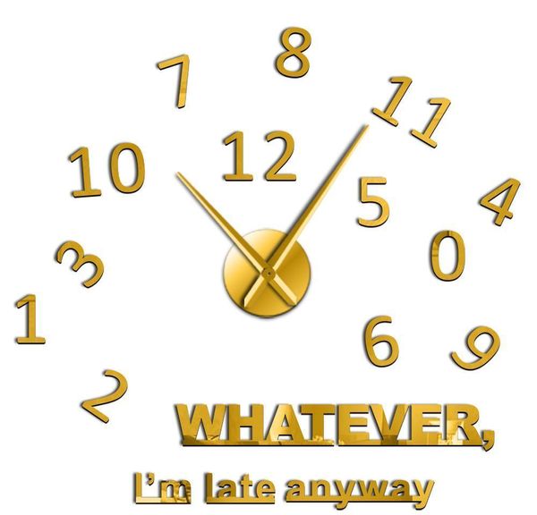 

clock room living gifts inspirational wall watch art anyway wall numbers quote large im whatever diy procrastinators late xvnkv bbyrwfg