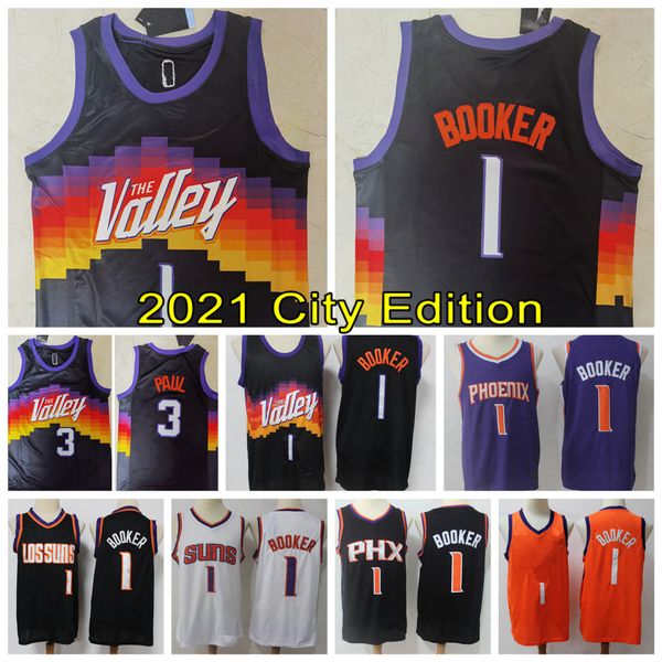 

2021 mens chris paul devin booker swingman jersey authentic stitched city phoenixs edition 1 booker 3 paul basketball jerseys with logo tag, Black;red