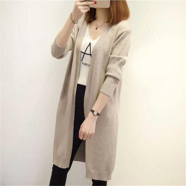 

svokor women cardigan slim korean version imitation knitting clothes long sleeve loose warm female cardigan casual1, White