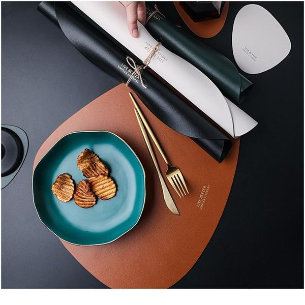 

pad mat decorative coffee coasters pu leather placemat european style leather table mat placemats home de jllena