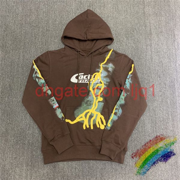 

foaming printing hoodie women men pullover hooded brown, Black