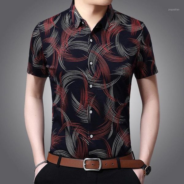 

creative digital printing fashion high-end short sleeve shirt summer new quality soft comfortable smooth luxury men shirt -xxxl1, White;black