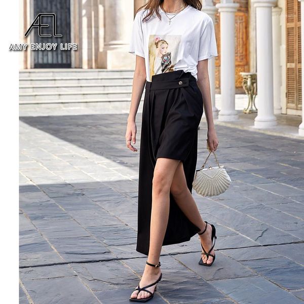 

ael asymmetry black runway skirt women 2020 summer new street wear1