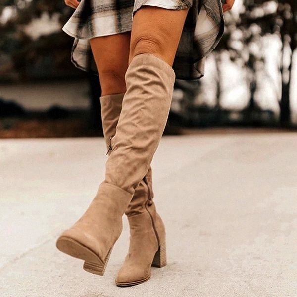 

women knee-high boots lace up high heels women shoes lace up winter boots warm size new fashion #cf2f, Black