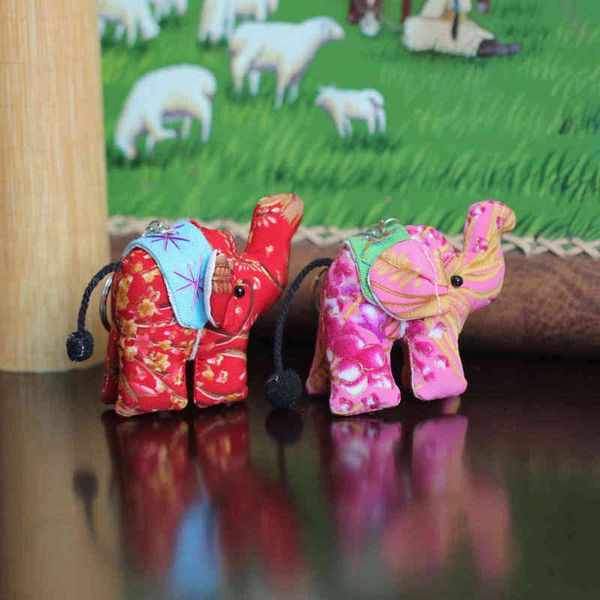 

keychains cloth accessories thai cloth elephant key chain pendant cartoon bag couple, Silver