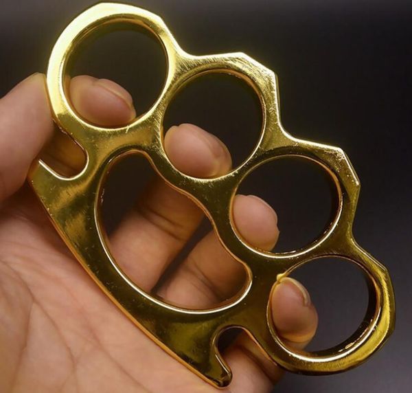 

new iron gilded thick steel brass knuckle duster aluminum alloy finger tiger four-finger self-defense ring clasp fist ring556235