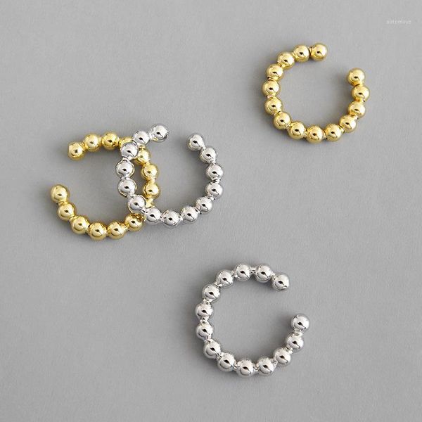 

only 1pc authenticsmall 925 sterling silver golds/white round beads clip earrings jewelry (no pierced) tle6901, Golden;silver