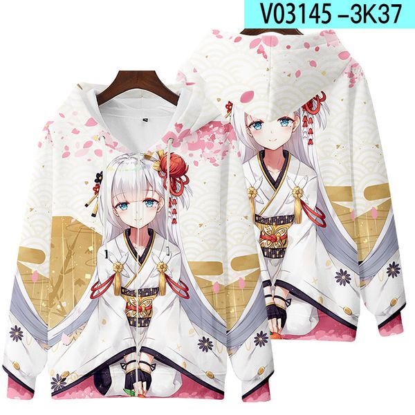 

anime costumes game azur lane 3d printing men/women autumn fashion zipper hoodies sweatshirt long sleeves pollover plus size coat cosplay, Black
