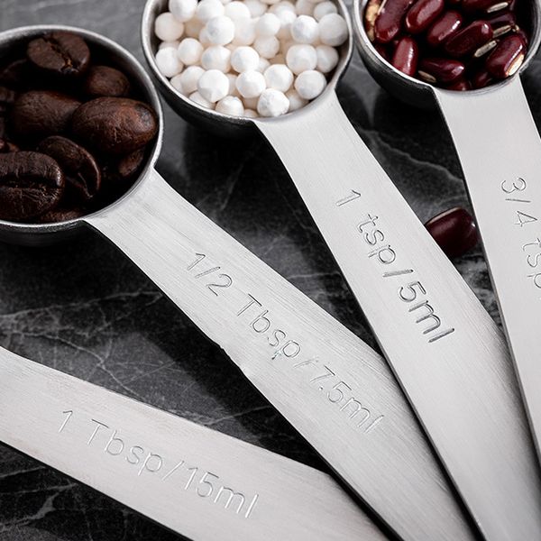 

measuring spoons set heavy duty stainless steel measuring tools kitchen cooking home baking stainless steel spoons hanging ring stackable