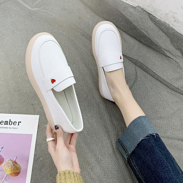 

moccasin shoes женская обувь 2020 мода женская скольжение повседневные повседневные кроссовки мягкий круглый носок осень все-матч неглубокий, Black